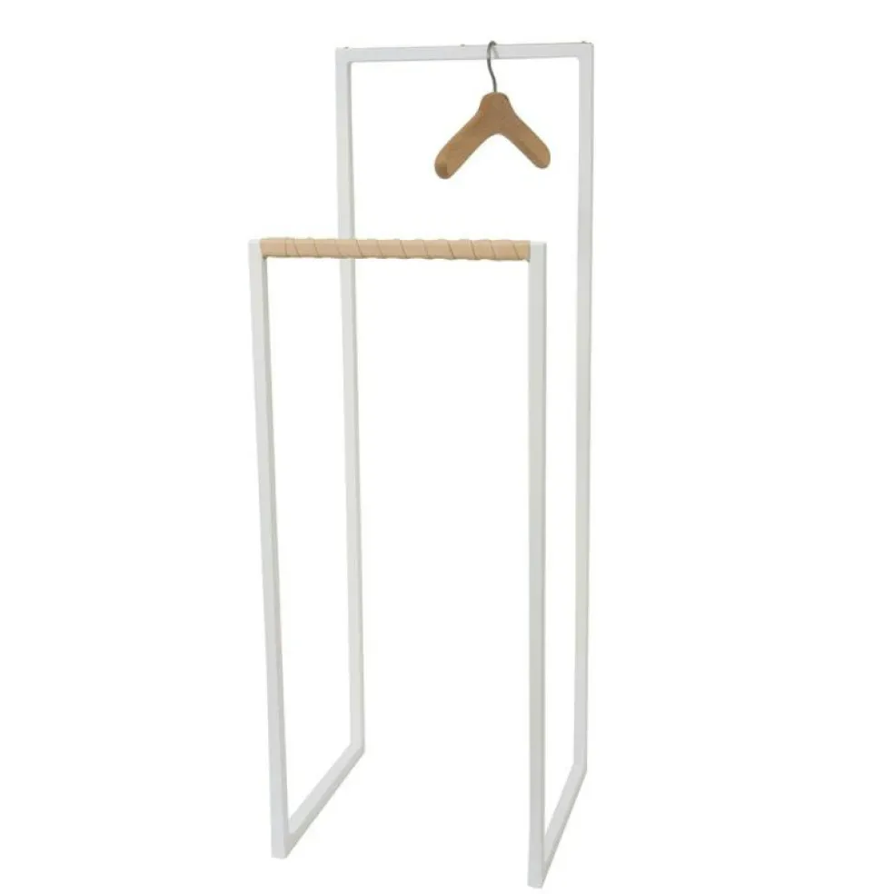 Klädhängare 3 Mässing/Läder, Vit