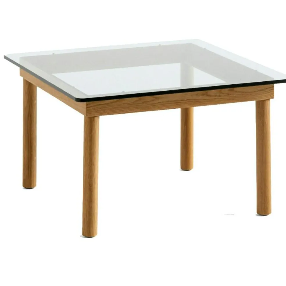 Kofi Sidobord 60x60 cm, Vattenbaserad Lackad Ek / Räfflat Glas