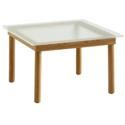 Kofi Sidobord 60x60 cm, Vattenbaserad Lackad Ek / Räfflat Glas