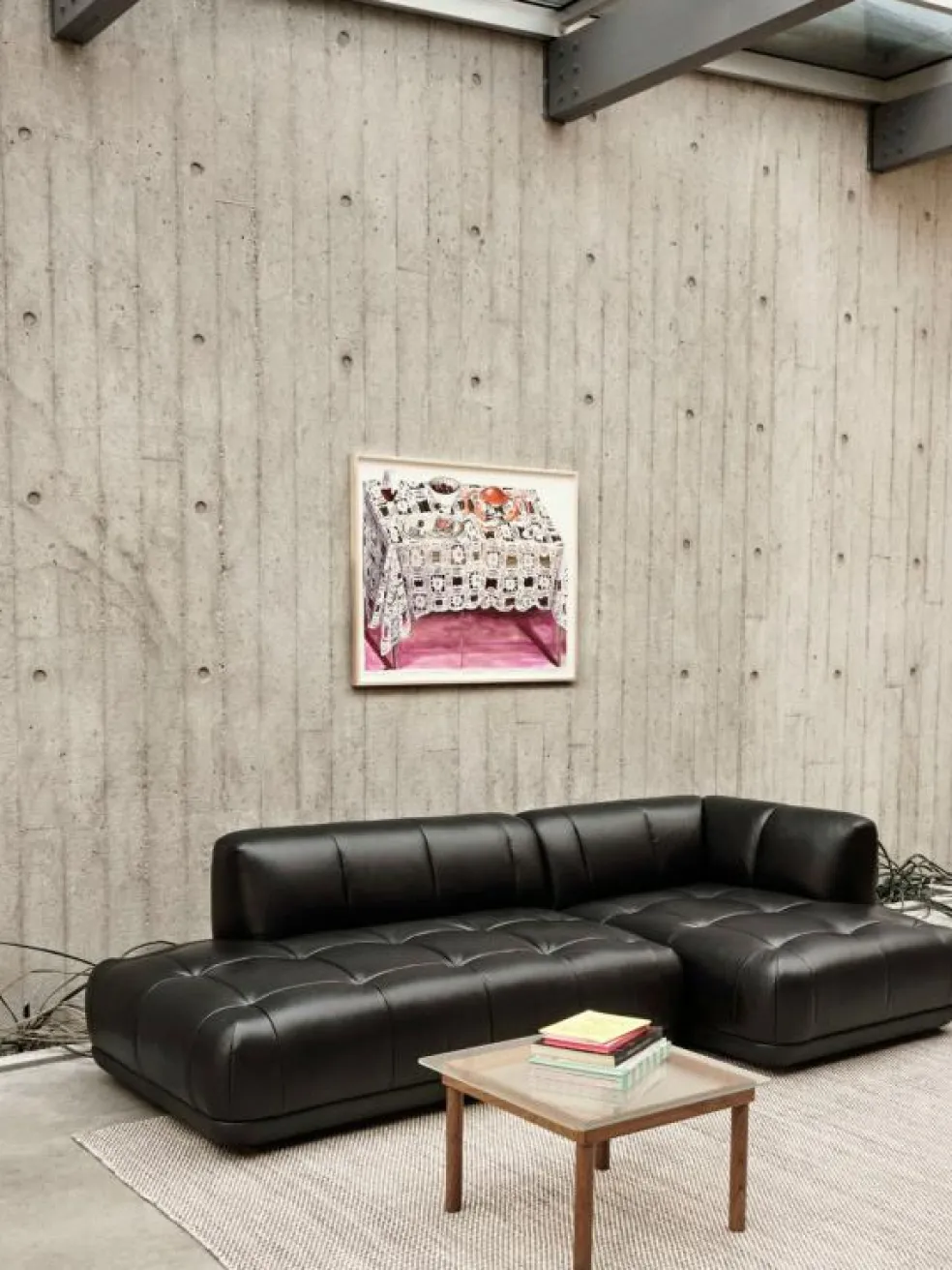 Kofi Sidobord 60x60 cm, Vattenbaserad Lackad Ek / Räfflat Glas