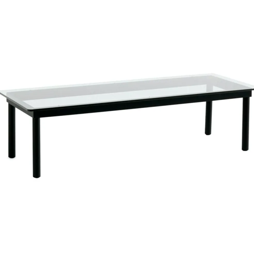 Kofi Soffbord 140x50 cm, Svart Vattenbaserad Lackad Ek / Räfflat Glas