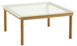 Kofi Soffbord 80x80 cm, Vattenbaserad Lackad Ek / Räfflat Glas