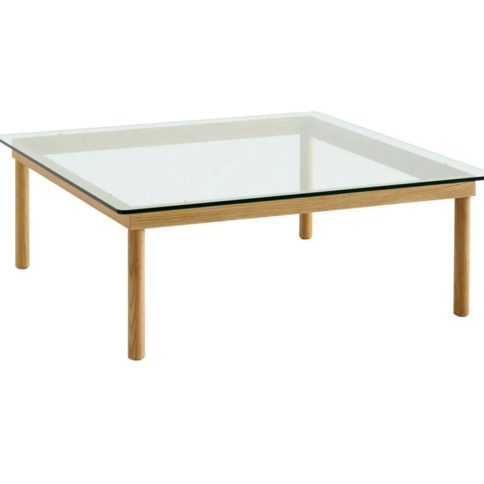 Kofi Soffbord 100x100 cm, Vattenbaserad Lackad Ek / Räfflat Glas