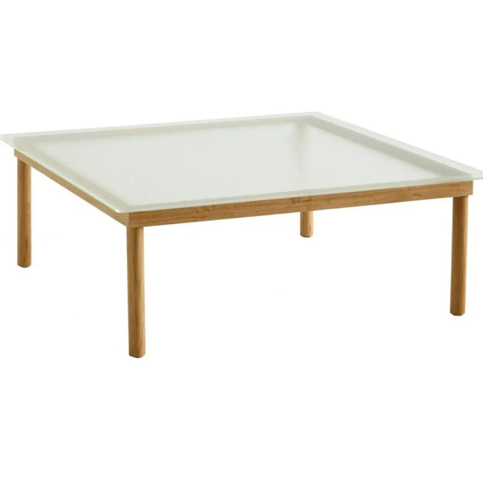 Kofi Soffbord 100x100 cm, Vattenbaserad Lackad Ek / Räfflat Glas