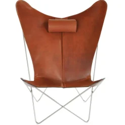 KS Fladdermusfåtölj, Stålunderrede, Läder Mocka