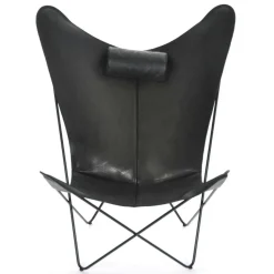 OX Denmarq Fåtöljer-KS Fladdermusfåtölj, Svart Underrede, Läder Hasselnöt