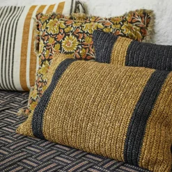 Kuddfodral Raffia 40x60 cm, Natur/Svart