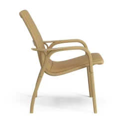 Swedese Fåtöljer-Laminett Fåtölj Läder, Vitpigmenterad Lackad ek / Mörkbrun