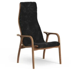 Lamino Fåtölj, Naturlackerad Valnöt / Fårskinn Moonlight