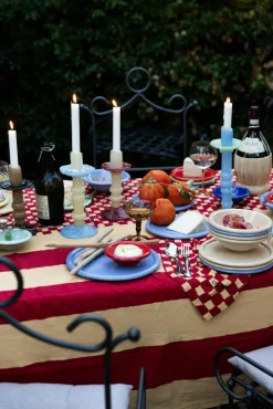 Lara Ljusstake 9 cm, Svart / Beige