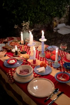 Lara Ljusstake 9 cm, Svart / Beige