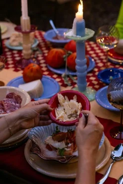 Lara Ljusstake 9 cm, Svart / Beige