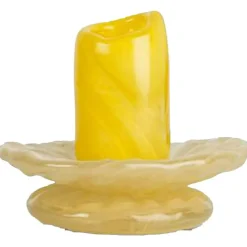 Lara Ljusstake 9 cm, Svart / Beige