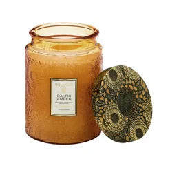 Voluspa Doftljus-Large Embossed Glass Jar Doftljus, Baltic Amber