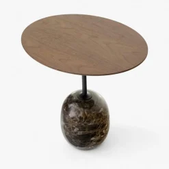 &Tradition Sidobord & Avlastningsbord|Soffbord-Lato LN9 Oval Bord, Djupgrön / Verde Alpi Marble