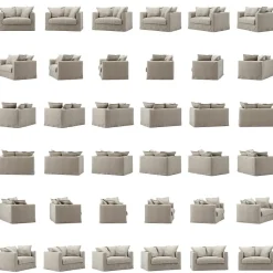 Decotique Fåtöljer-Le Grand Air Love Seat Linne, Creamy White