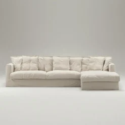 Decotique Hörnsoffor & Divansoffor-Le Grand Air 3-Sitssoffa Bomull Divan Höger, Beige