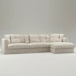 Decotique Hörnsoffor & Divansoffor-Le Grand Air 3-Sitssoffa Bomull Divan Höger, Beige