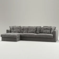 Decotique Hörnsoffor & Divansoffor-Le Grand Air 3-Sitssoffa Bomull Divan Vänster, Beige