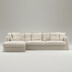 Decotique Hörnsoffor & Divansoffor-Le Grand Air 3-Sitssoffa Bomull Divan Vänster, Beige