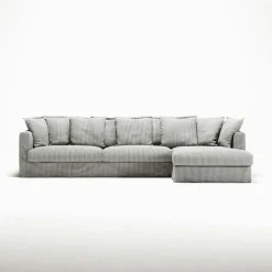 Le Grand Air 3-Sitssoffa Linne Divan Höger, Creamy White