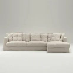Le Grand Air 3-Sitssoffa Linne Divan Höger, Creamy White