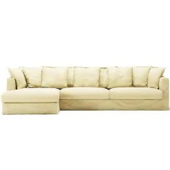 Decotique Hörnsoffor & Divansoffor-Le Grand Air 3-Sitssoffa Linne Divan Vänster, Nordic Sky