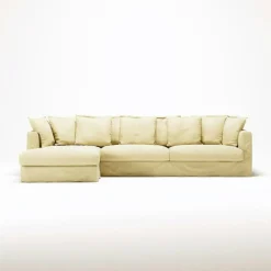 Decotique Hörnsoffor & Divansoffor-Le Grand Air 3-Sitssoffa Linne Divan Vänster, Nordic Sky