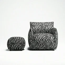 Le Petite Sittpuff Zebra, Brun / Vit
