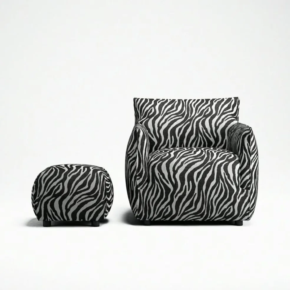 Le Petite Sittpuff Zebra, Brun / Vit