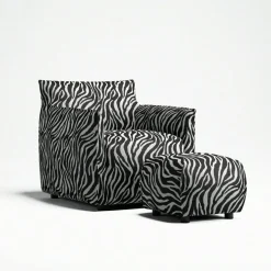 Le Petite Sittpuff Zebra, Brun / Vit