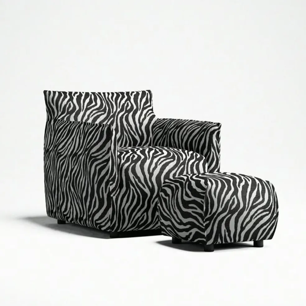 Le Petite Sittpuff Zebra, Brun / Vit