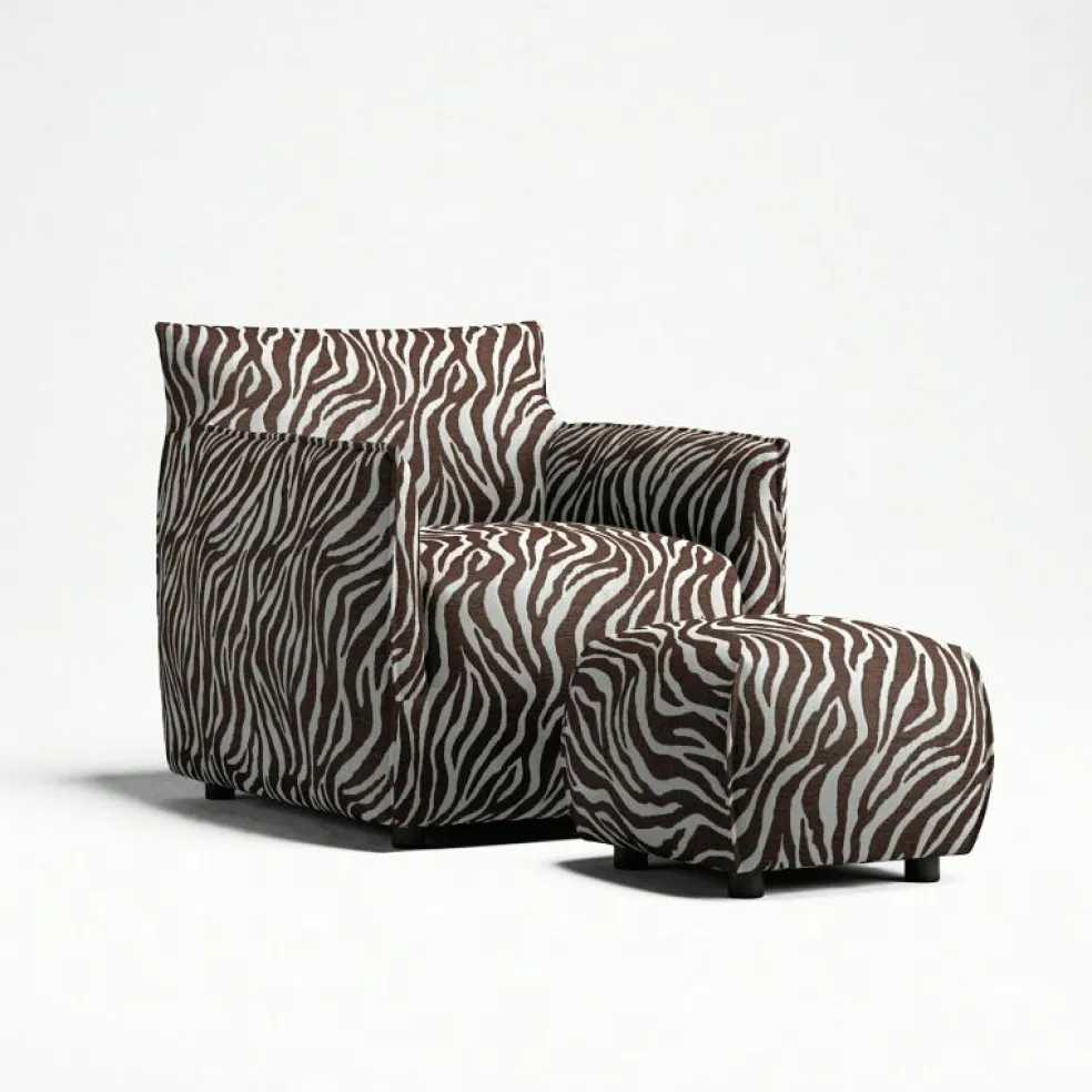 Le Petite Sittpuff Zebra, Brun / Vit