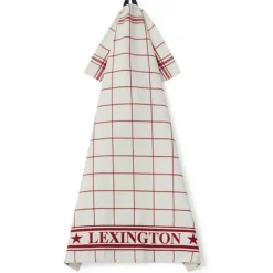 Lexington Checked Organic Cotton Kökshandduk 50x70 cm, Vit / Röd