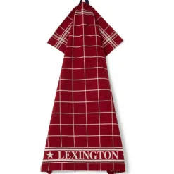 Lexington Checked Organic Cotton Kökshandduk 50x70 cm, Vit / Röd