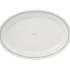 Lexington Uppläggningsfat-Porcelain Fat Oval, Vit / Mörkblå