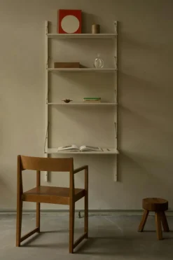 Library Hylla Med Skrivbord 80x185 cm, Varmvit