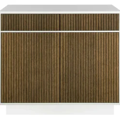 Line Burned Walnut Hög Skänk Med 2 Lådor, Vit