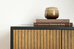 Line Burned Walnut Skänk 2 Dörrar, Vit/Krom