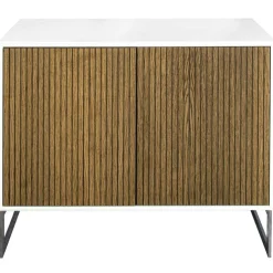 Line Burned Walnut Skänk 2 Dörrar, Vit/Krom