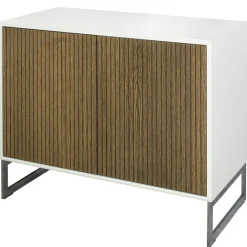 Line Burned Walnut Skänk 2 Dörrar, Vit/Krom