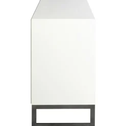 Line Burned Walnut Skänk 2 Dörrar, Vit/Krom