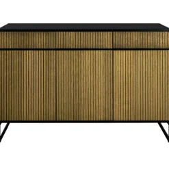 Line Burned Walnut Skänk 3 Dörrar, Vit