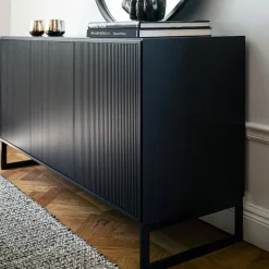 Englesson Skänkar & Sideboards-Line Burned Walnut Skänk 4 Dörrar, Vit/Krom