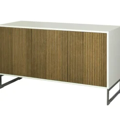 Englesson Skänkar & Sideboards-Line Burned Walnut Skänk 3 Dörrar, Vit/Krom