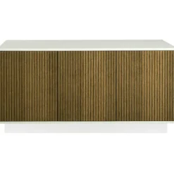 Line Burned Walnut Skänk Med 3 Dörrar, Vit