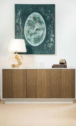 Line Burned Walnut Skänk Med 3 Dörrar, Vit