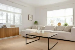 Line Burned Walnut Skänk Med 4 Dörrar, Vit