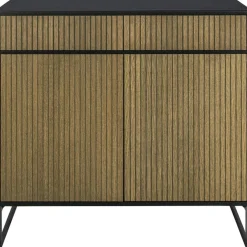 Line Burned Walnut Skänk, Vit/Krom