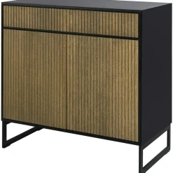 Line Burned Walnut Skänk, Vit/Krom